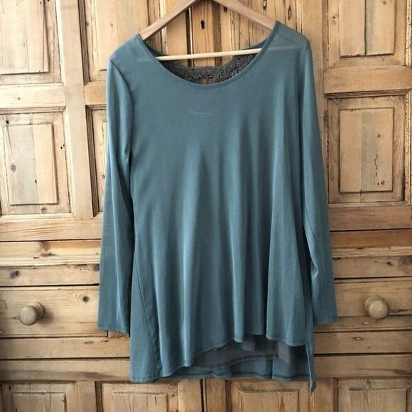 Soft Surroundings Womens Large Double Layer Crochet Back Detail Blouse Top - Picture 1 of 11